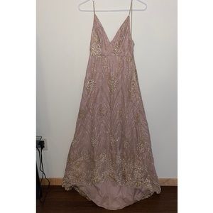 Blush gold sequined bridesmaid/prom dress